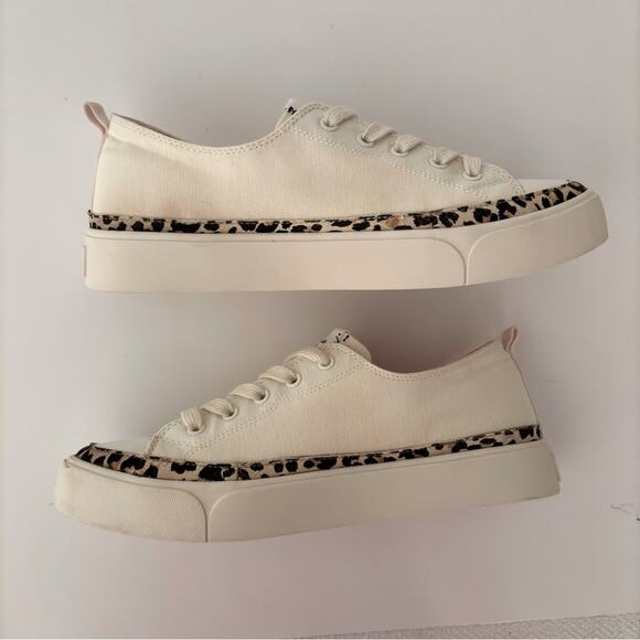 Kate Spade Kaia Cream and Leopard Print Women's Canvas Sneakers size 9.5 - Picture 9 of 11